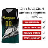 Custom Black Midnight Green Eagle Pattern Graffiti Pattern Sports Uniform Basketball Jersey