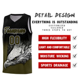 Custom Black Olive Eagle Pattern Graffiti Pattern Sports Uniform Basketball Jersey