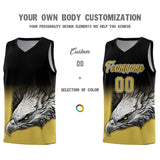 Custom Black Old Gold Eagle Pattern Graffiti Pattern Sports Uniform Basketball Jersey