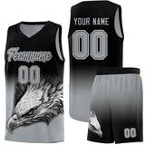 Custom Black Gray Eagle Pattern Graffiti Pattern Sports Uniform Basketball Jersey