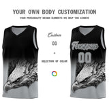 Custom Black Gray Eagle Pattern Graffiti Pattern Sports Uniform Basketball Jersey