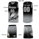 Custom Black Gray Eagle Pattern Graffiti Pattern Sports Uniform Basketball Jersey