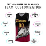 Custom Black Crimson Eagle Pattern Graffiti Pattern Sports Uniform Basketball Jersey