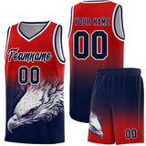 Custom Red Navy Eagle Pattern Graffiti Pattern Sports Uniform Basketball Jersey