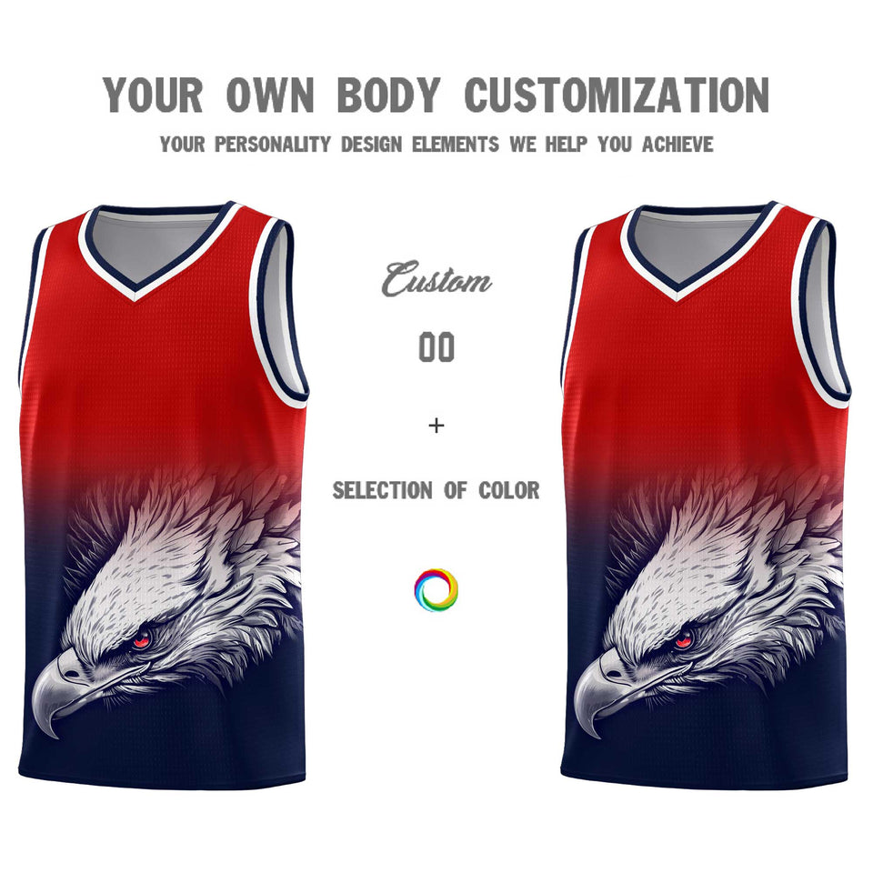 Custom Red Navy Eagle Pattern Graffiti Pattern Sports Uniform Basketball Jersey