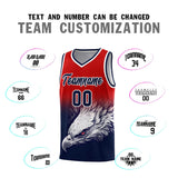 Custom Red Navy Eagle Pattern Graffiti Pattern Sports Uniform Basketball Jersey