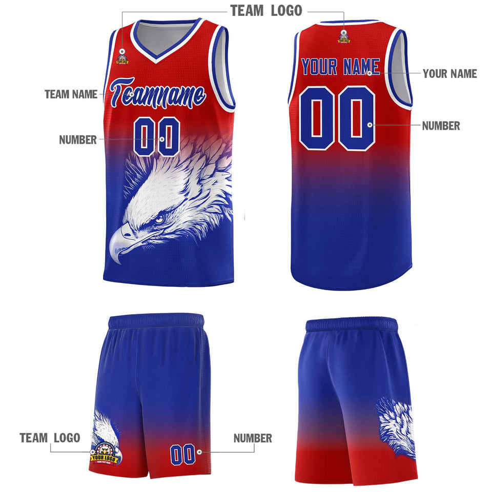 Custom Red Royal Eagle Pattern Graffiti Pattern Sports Uniform Basketball Jersey
