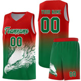 Custom Red Kelly Green Eagle Pattern Graffiti Pattern Sports Uniform Basketball Jersey