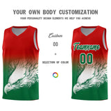 Custom Red Kelly Green Eagle Pattern Graffiti Pattern Sports Uniform Basketball Jersey