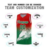 Custom Red Kelly Green Eagle Pattern Graffiti Pattern Sports Uniform Basketball Jersey