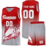 Custom Red Gray Eagle Pattern Graffiti Pattern Sports Uniform Basketball Jersey