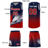 Custom Navy Red Eagle Pattern Graffiti Pattern Sports Uniform Basketball Jersey
