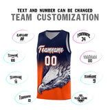 Custom Navy Orange Eagle Pattern Graffiti Pattern Sports Uniform Basketball Jersey