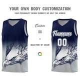 Custom Navy Gray Eagle Pattern Graffiti Pattern Sports Uniform Basketball Jersey