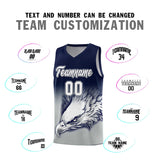 Custom Navy Gray Eagle Pattern Graffiti Pattern Sports Uniform Basketball Jersey