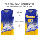 Custom Royal Yellow Eagle Pattern Graffiti Pattern Sports Uniform Basketball Jersey