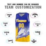 Custom Royal Yellow Eagle Pattern Graffiti Pattern Sports Uniform Basketball Jersey