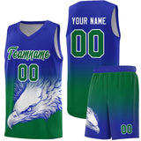 Custom Royal Kelly Green Eagle Pattern Graffiti Pattern Sports Uniform Basketball Jersey