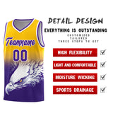 Custom Yellow Purple Eagle Pattern Graffiti Pattern Sports Uniform Basketball Jersey