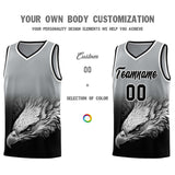 Custom Gray Black Eagle Pattern Graffiti Pattern Sports Uniform Basketball Jersey