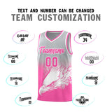Custom Gray Pink Eagle Pattern Graffiti Pattern Sports Uniform Basketball Jersey