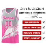 Custom Gray Pink Eagle Pattern Graffiti Pattern Sports Uniform Basketball Jersey