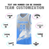 Custom Gray Powder Blue Eagle Pattern Graffiti Pattern Sports Uniform Basketball Jersey
