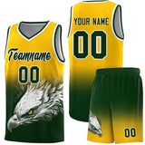 Custom Yellow Green Eagle Pattern Graffiti Pattern Sports Uniform Basketball Jersey