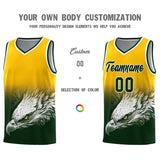 Custom Yellow Green Eagle Pattern Graffiti Pattern Sports Uniform Basketball Jersey