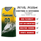 Custom Yellow Green Eagle Pattern Graffiti Pattern Sports Uniform Basketball Jersey