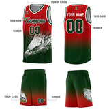 Custom Red Green Eagle Pattern Graffiti Pattern Sports Uniform Basketball Jersey