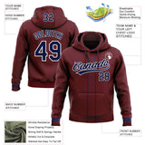 Custom Stitched Burgundy Navy-White Baseball Pullover Sweatshirt Hoodie