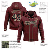 Custom Stitched Burgundy Black-Cream Baseball Pullover Sweatshirt Hoodie