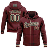 Custom Stitched Burgundy Black-Cream Baseball Pullover Sweatshirt Hoodie