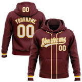 Custom Stitched Burgundy White-Gold Baseball Pullover Sweatshirt Hoodie