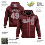 Custom Stitched Burgundy Gray-White Baseball Pullover Sweatshirt Hoodie