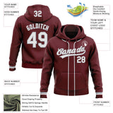Custom Stitched Burgundy White-Gray Baseball Pullover Sweatshirt Hoodie