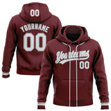 Custom Stitched Burgundy White-Gray Baseball Pullover Sweatshirt Hoodie