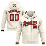 Custom Stitched Cream Red-Black Baseball Pullover Sweatshirt Hoodie