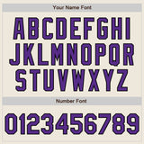 Custom Stitched Cream Purple-Black Baseball Pullover Sweatshirt Hoodie