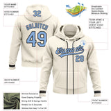 Custom Stitched Cream Light Blue-Black Baseball Pullover Sweatshirt Hoodie