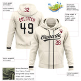 Custom Stitched Cream Black-Crimson Baseball Pullover Sweatshirt Hoodie