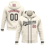 Custom Stitched Cream Black-Crimson Baseball Pullover Sweatshirt Hoodie