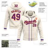 Custom Stitched Cream Purple-Orange Baseball Pullover Sweatshirt Hoodie