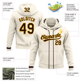 Custom Stitched Cream Brown-Gold Baseball Pullover Sweatshirt Hoodie