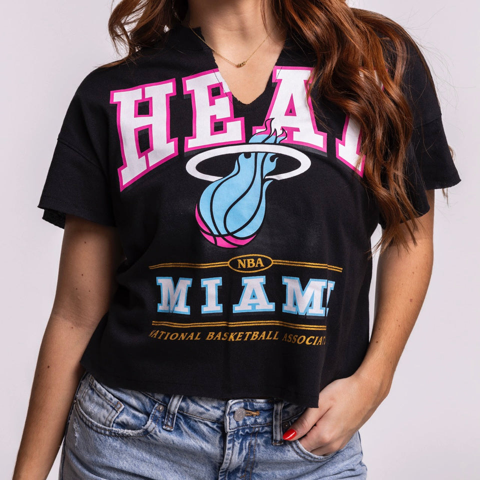 '47 Brand Miami HEAT Original Vice Nights Oversized Women's Cropped Tee