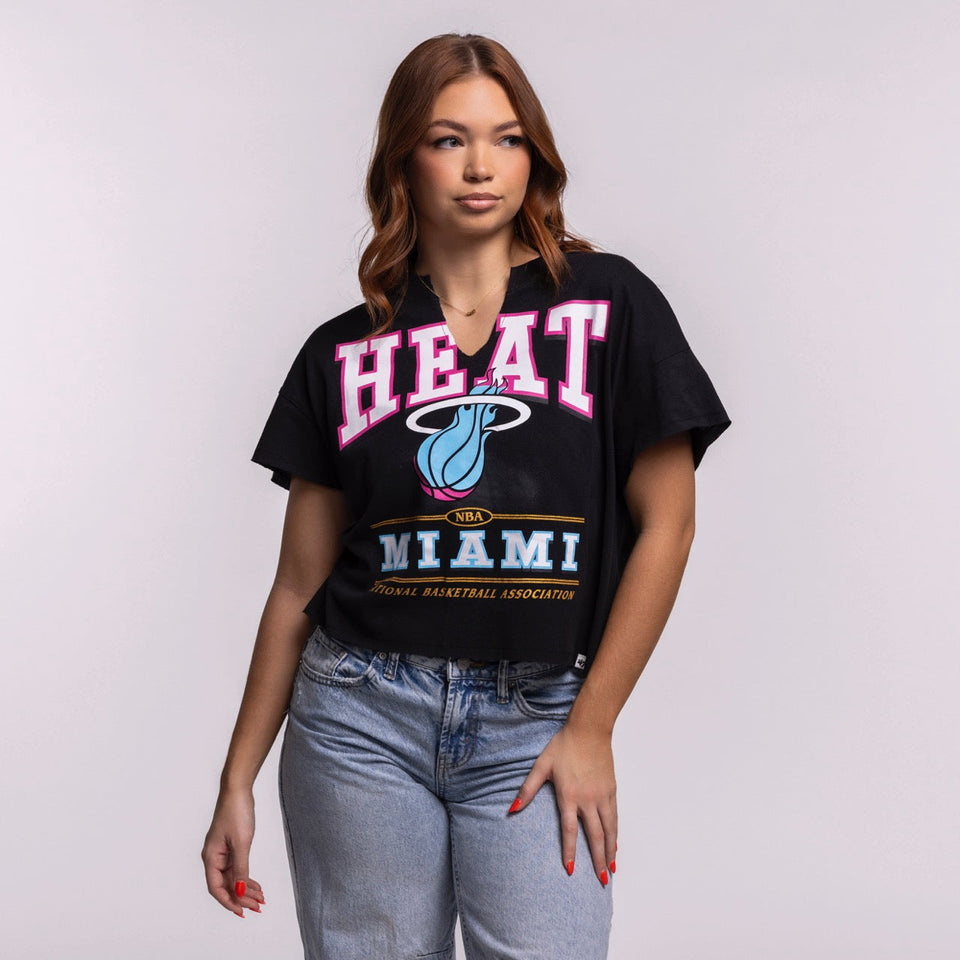 '47 Brand Miami HEAT Original Vice Nights Oversized Women's Cropped Tee