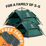 1 Small-Sized + 1 Large-Sized 3 Secs Tent + 2 FREE Camping Tarps (Family Package. CA)