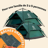 1 Tente Petite + 1 Tente 3 Secs Tent Grande + 2 Bâches de camping GRATUITES (Pack Famille).