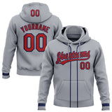 Custom Stitched Gray Red-Navy Baseball Pullover Sweatshirt Hoodie